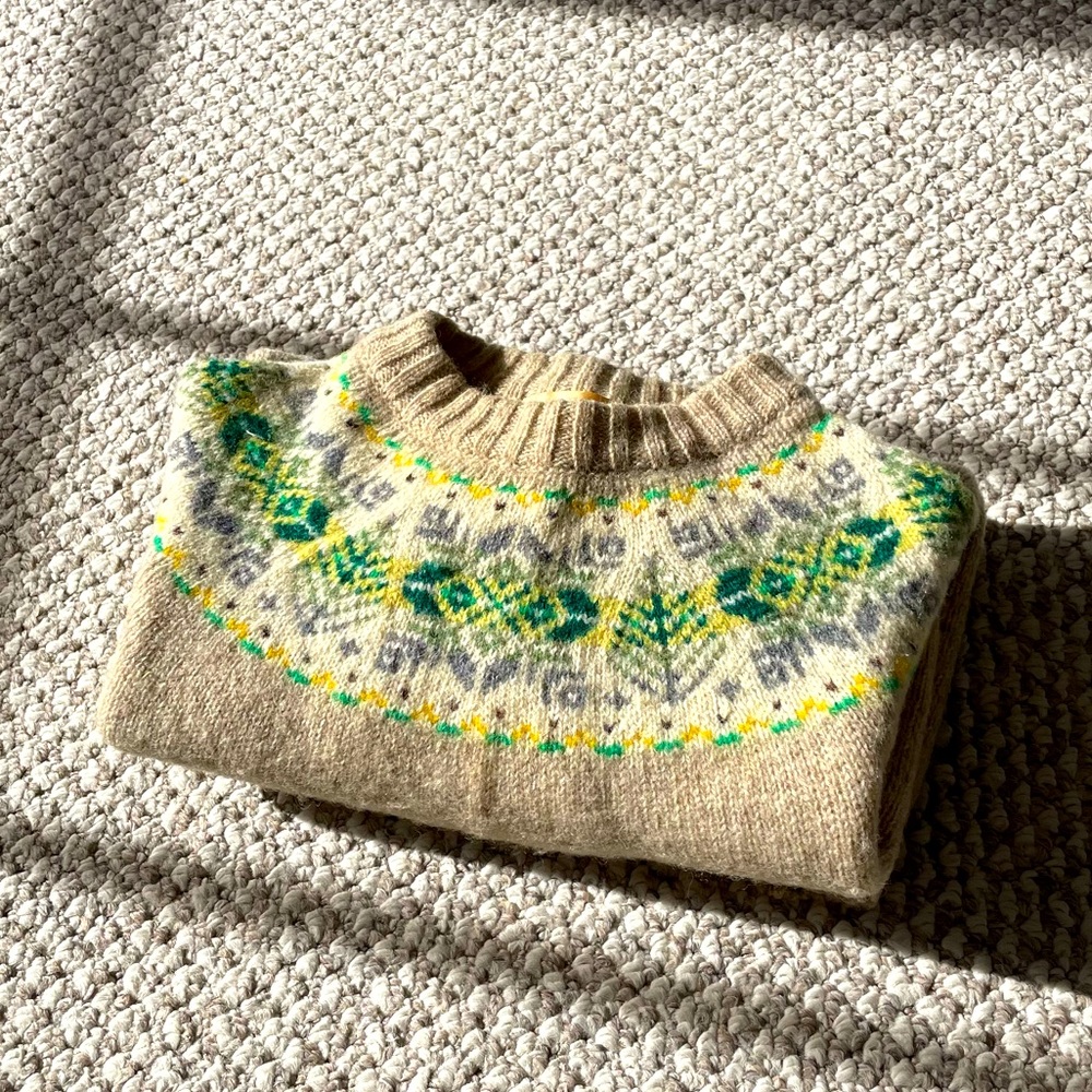 Vintage Fair Isle Shetland Wool Sweater